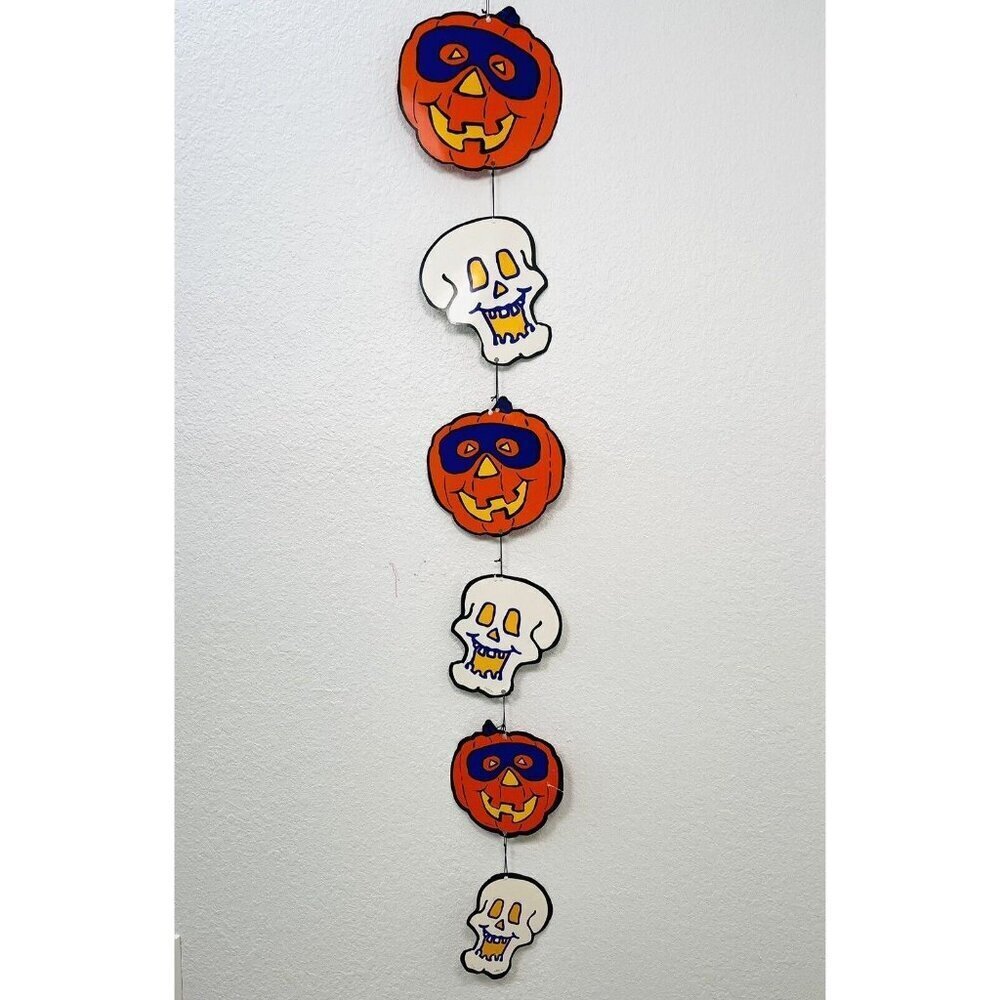 VTG AGC Long 56" Pumpkin & Skull Halloween Die-Cut Paper Streamer Hanging DECOR